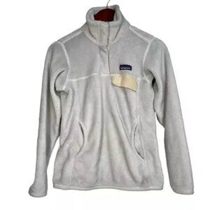 Patagonia Womens Snap T Fleece Jacket Off White Thermal Pro Pockets High Neck XS